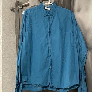 Kenzo Men's Tiger Crest Dress Shirt Blue